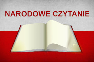 Banner akcji Narodowe Czytanie. Flaga Polski i otwarta książka